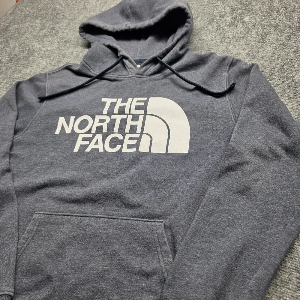 The North Face Mens Small S Pullover Hoodie Sweatshirt Blue Gray Half Dome Logo